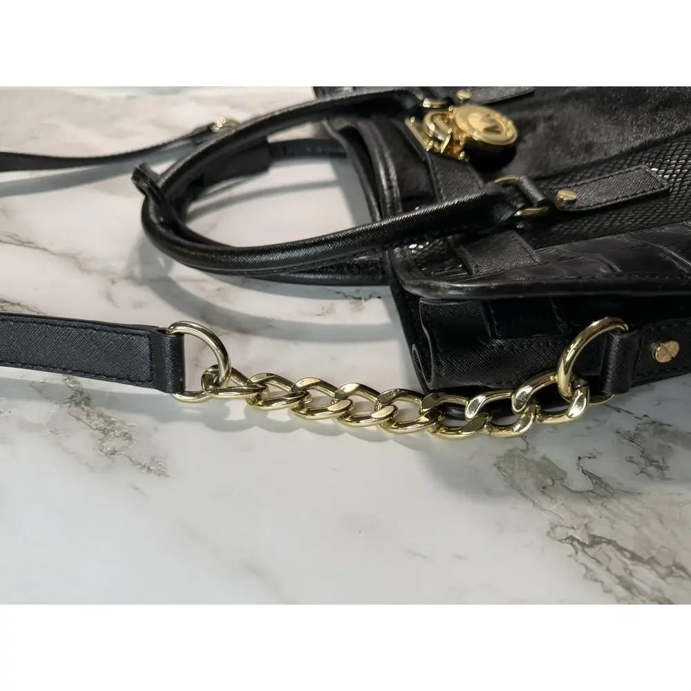 Michael Kors Leather, Python & Croc Embossed Hamilton Satchel Handbag Large - Picture 6 of 16